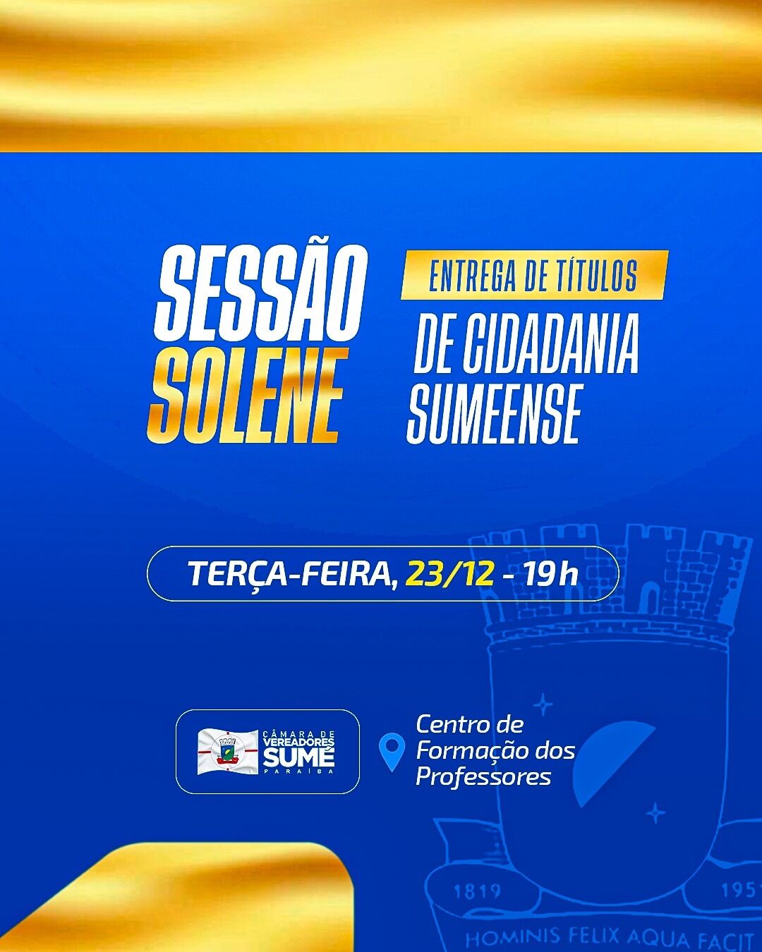 Câmara de Sumé realiza sessão solene de entrega dos Títulos de Cidadania nesta terça-feira (23)
